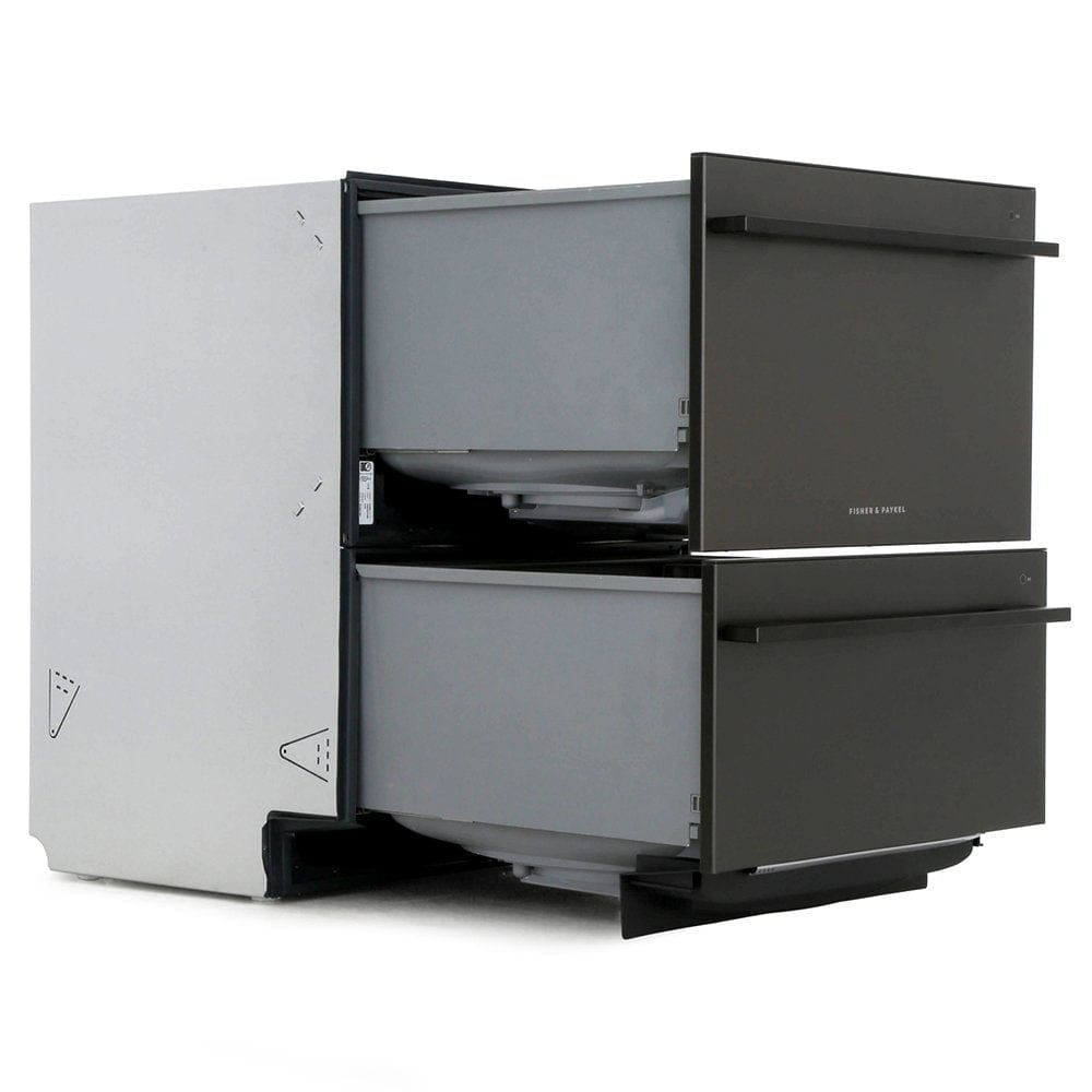 Fisher & Paykel Double DishDrawer DD60DDFHB9 Semi Integrated Standard Dishwasher - Black Steel Control Panel with Fixed Door Fixing Kit | Atlantic Electrics