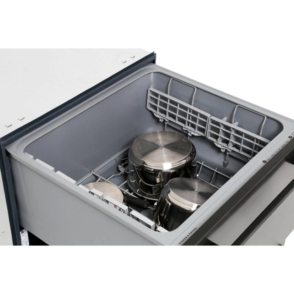 Fisher & Paykel Double DishDrawer DD60DDFHB9 Semi Integrated Standard Dishwasher - Black Steel Control Panel with Fixed Door Fixing Kit | Atlantic Electrics - 39477837791455 