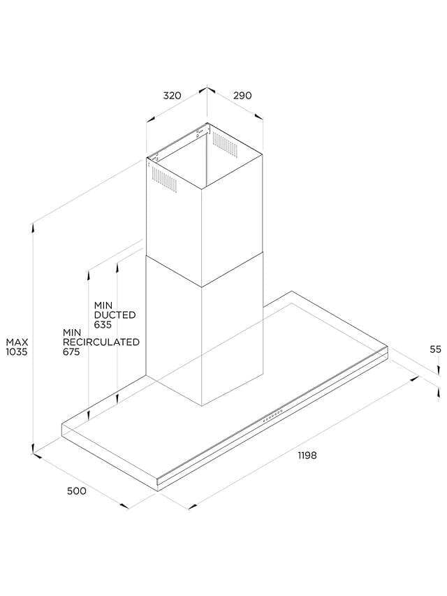 Fisher & Paykel HC120BCXB2 1200mm Wide Chimney Cooker Hood, Stainless Steel - Atlantic Electrics - 39477835137247 