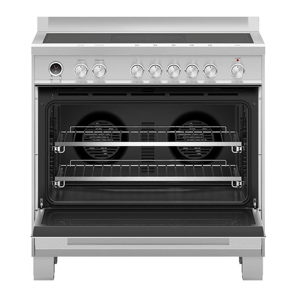 Fisher + Paykel OR90SDI6X1 89.7cm Wide Freestanding Range Cooker, Induction, 5 Zones with SmartZone - Stainless Steel | Atlantic Electrics