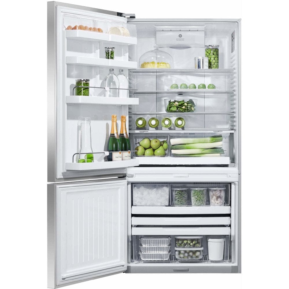 Fisher & Paykel RF522BLXFDU5 Plumbed Freestanding Fridge Freezer, 79cm, 494L, Ice & Water Stainless Steel Finish | Atlantic Electrics - 39477836644575 