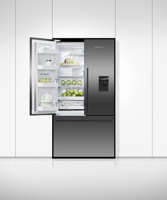 Fisher & Paykel RF540ADUB6 Plumbed American Fridge Freezer, 90cm, 569L, Ice & Water Black Stainless Steel | Atlantic Electrics
