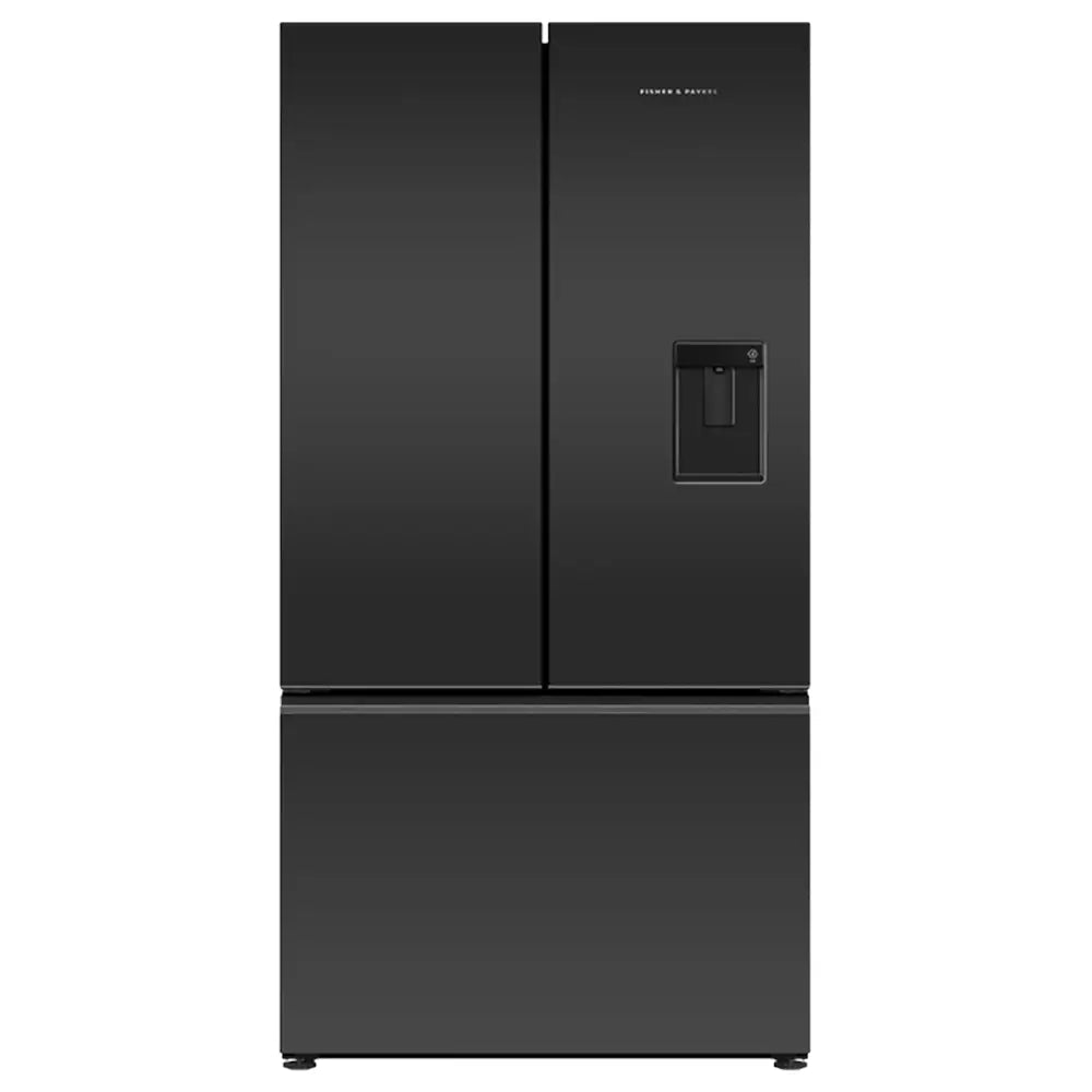 Fisher + Paykel RF540AZUB5 Series 7 Contemporary 569 Litre Freestanding Refrigerator Freezer, Ice & Water, 90cm Wide - Black Glass, French Door | Atlantic Electrics