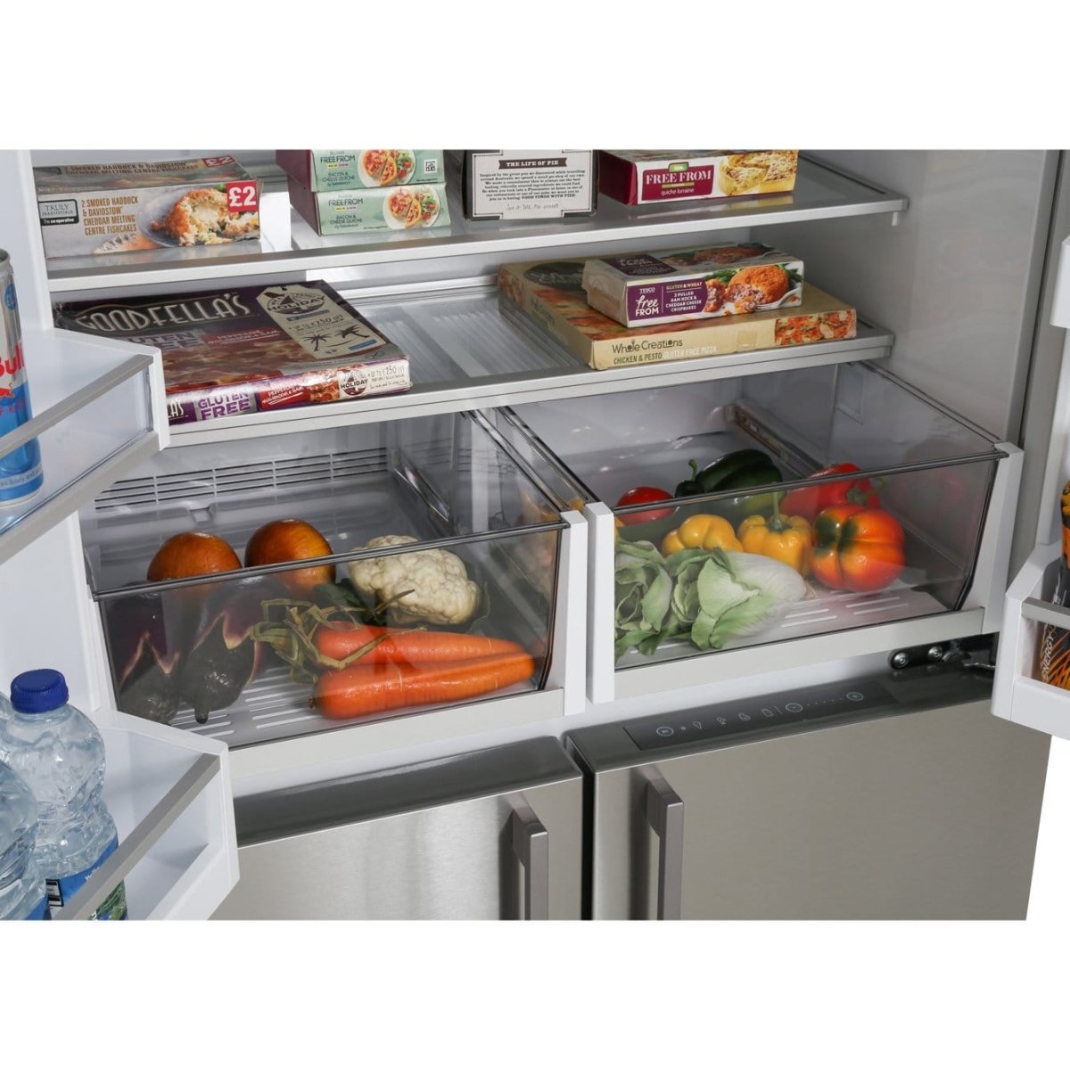 Fisher & Paykel RF605QDUVX1 Plumbed 4-Door American-Style Freestanding Fridge Freezer with Water and Ice Dispenser, Stainless Steel | Atlantic Electrics