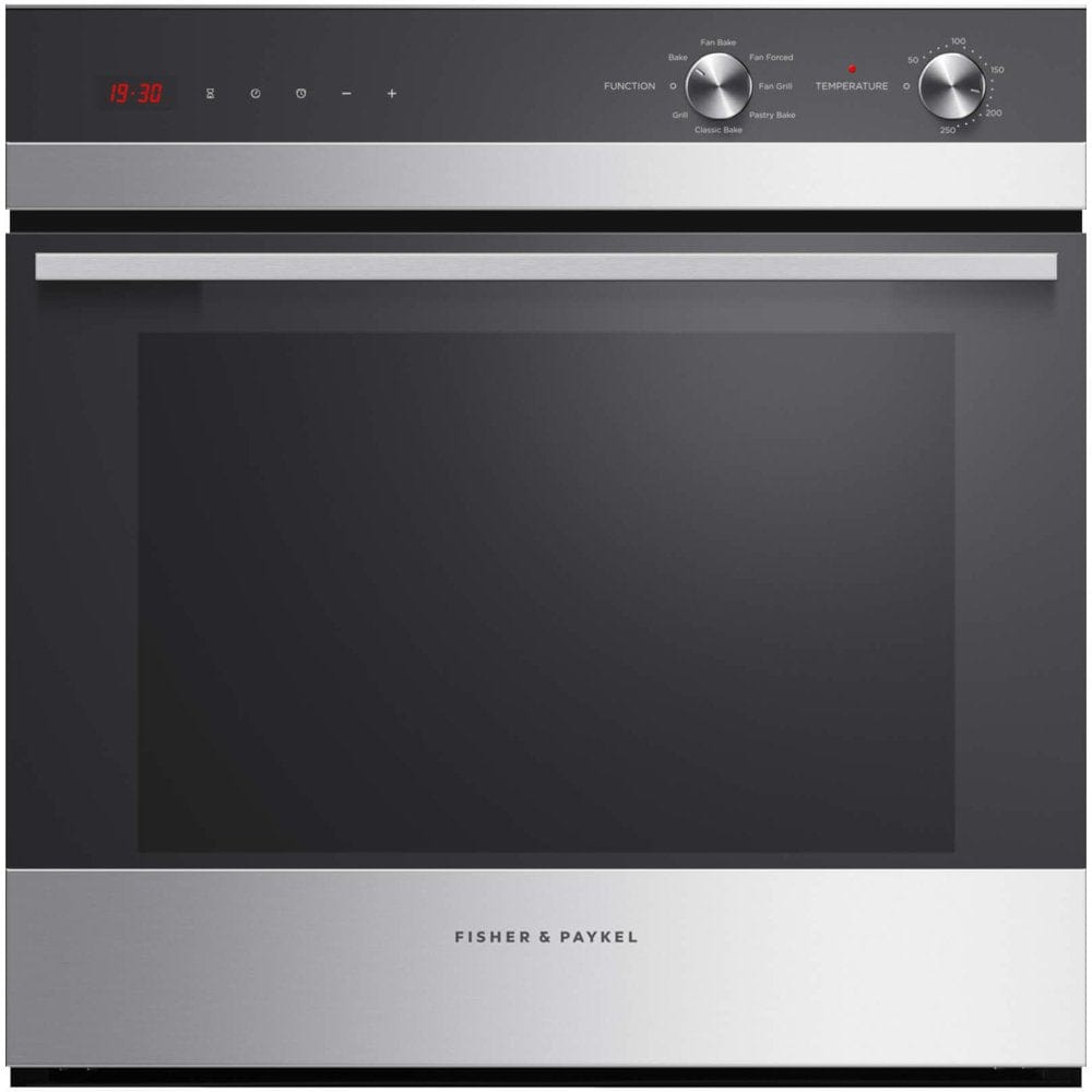 Fisher & Paykel Series 5 OB60SC7CEX1 72L Single Built In Electric Oven Stainless Steel and Black Glas - Atlantic Electrics - 39477840445663 