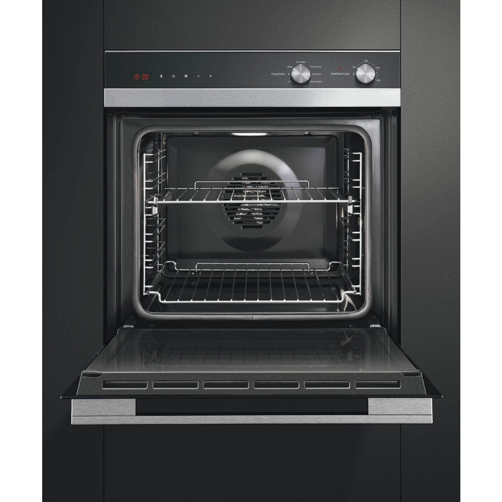 Fisher & Paykel Series 5 OB60SC7CEX1 72L Single Built In Electric Oven Stainless Steel and Black Glas - Atlantic Electrics - 39477840511199 