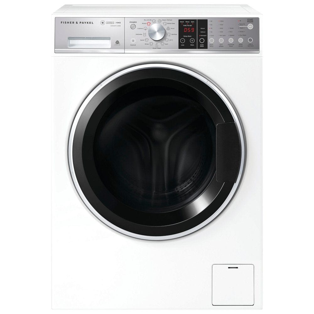 Fisher & Paykel WH1060S1 Front Loader Washing Machine, 10kg,1400 Spin,Steam Refresh White - Atlantic Electrics - 39477856633055 