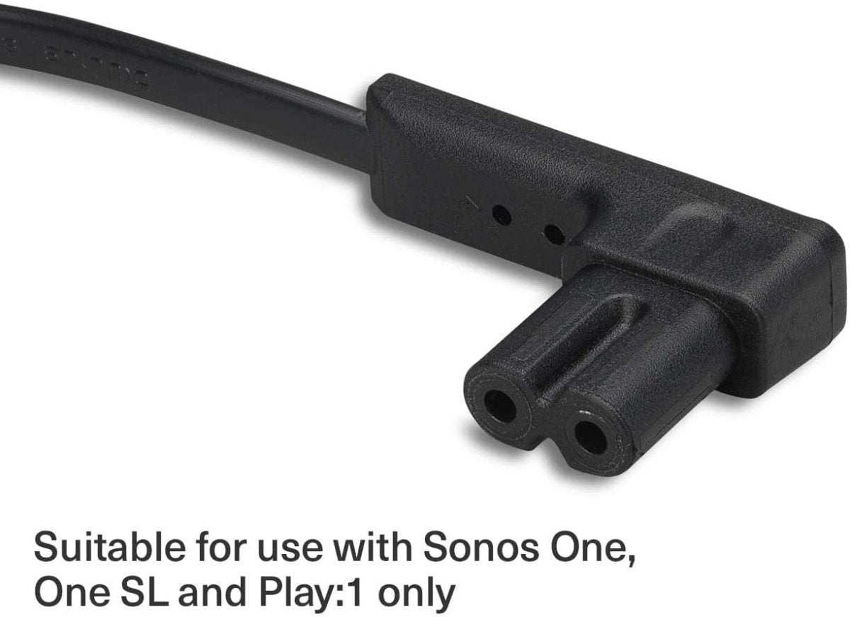 Flexson FLXP1035M1021UK 35cm Mains UK Power Cable for Sonos One, One SL and Play:1 speakers - Black | Atlantic Electrics