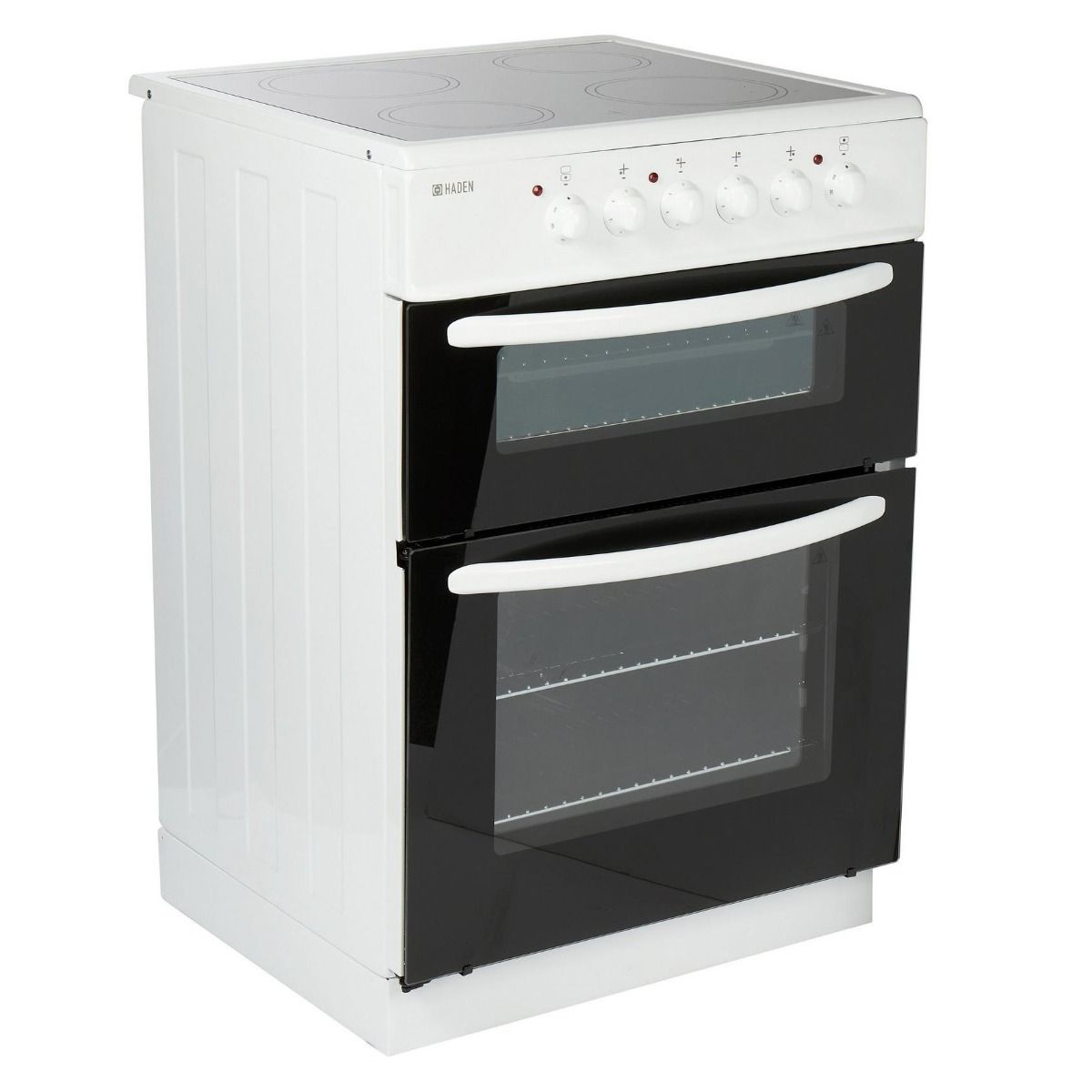 Haden HE60DOMW 60cm Double Oven Ceramic Cooker in White | Atlantic Electrics