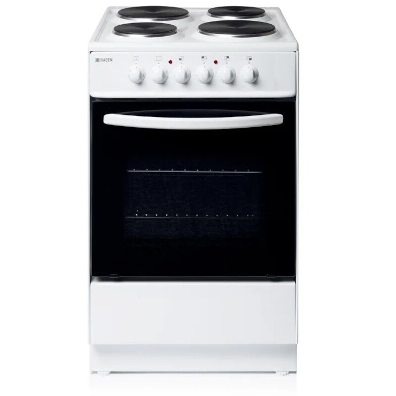 Haden HES60W 60cm Single Oven Electric Cooker in White Solid Plate | Atlantic Electrics - 39827032408287 