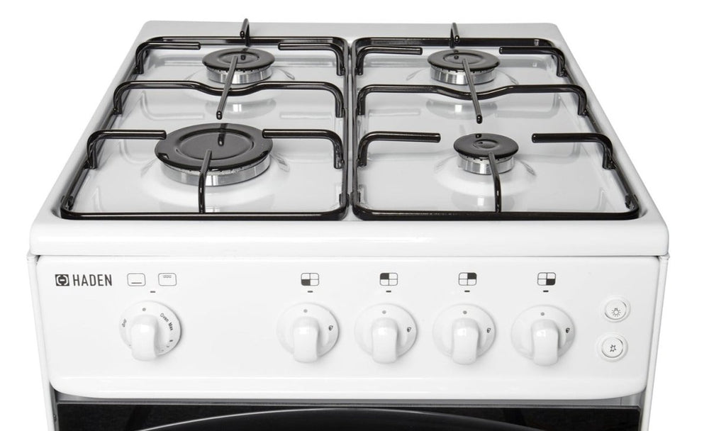 Haden HGS50W 50cm 52-Litres Single Oven Gas Cooker - White | Atlantic Electrics - 41576342028511 