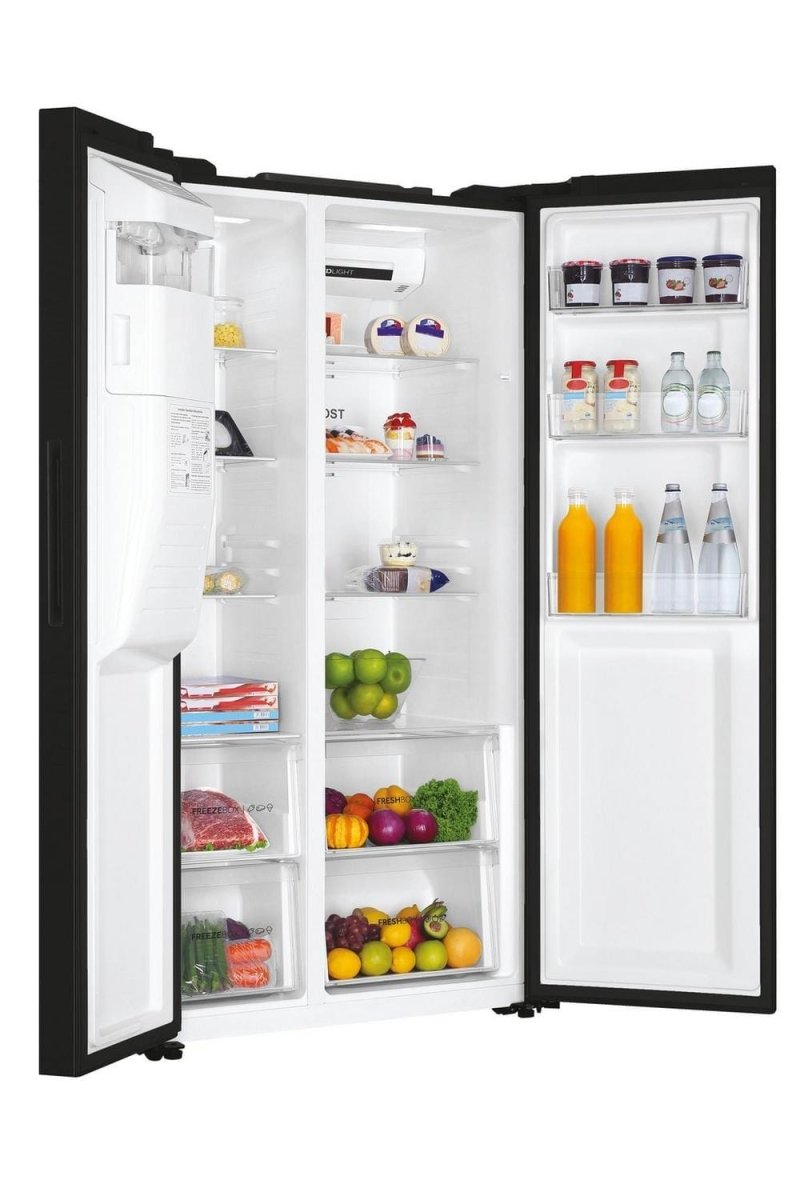 Haier HSOBPIF9183 90.8cm Frost Free American Style Fridge Freezer Slate Black | Atlantic Electrics - 39477868429535 