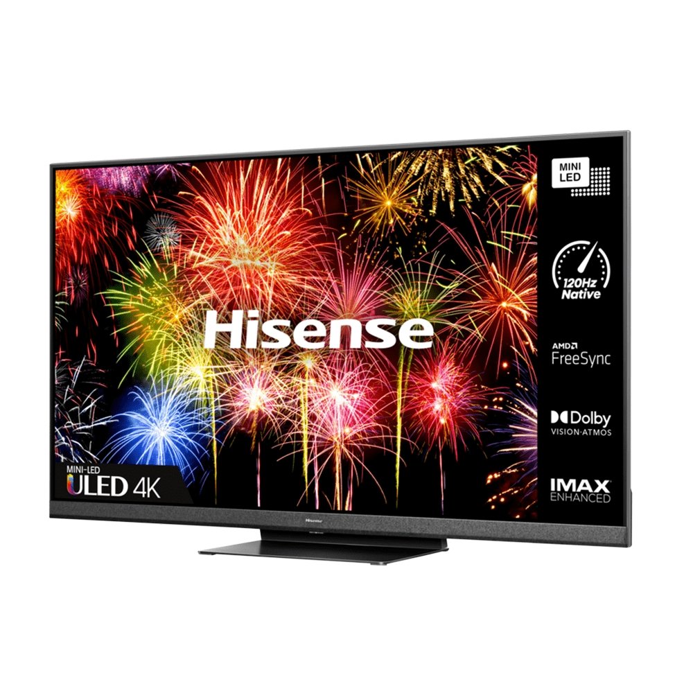 Hisense 55U8HQTUK 55" 4K Mini-LED ULED Smart TV, 123.3cm Wide - Black | Atlantic Electrics