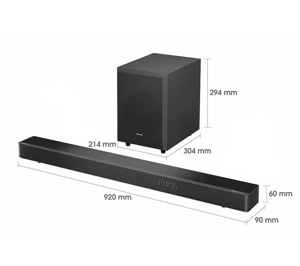 Hisense AX3120G 3.1.2Ch Dolby Atmos Soundbar & Wireless Subwoofer - Black - Atlantic Electrics