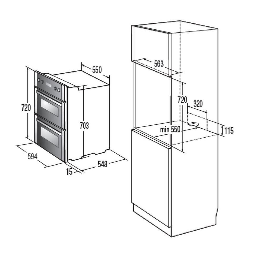 Hisense BID75211XUK 54 Litre Built Under Electric Double Oven, 59.5cm Wide - Stainless Steel | Atlantic Electrics