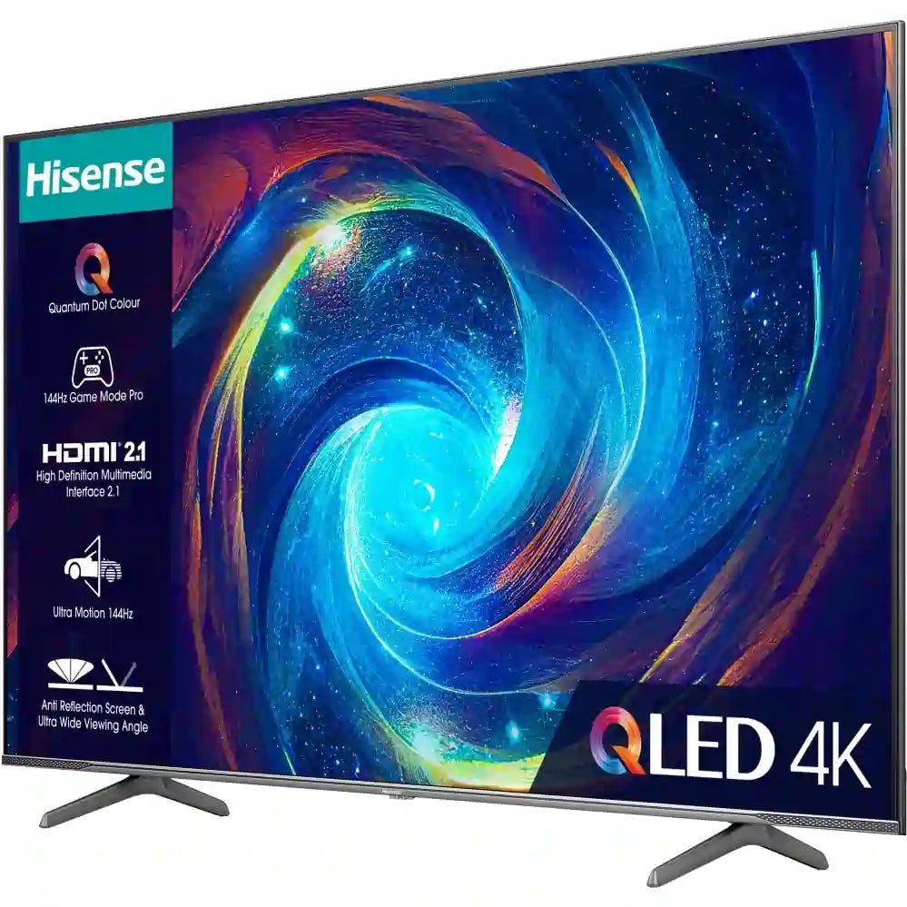 Hisense E7 Pro Series 65E7KQTUK PRO 65" 4K Ultra HD QLED Smart TV - Black | Atlantic Electrics