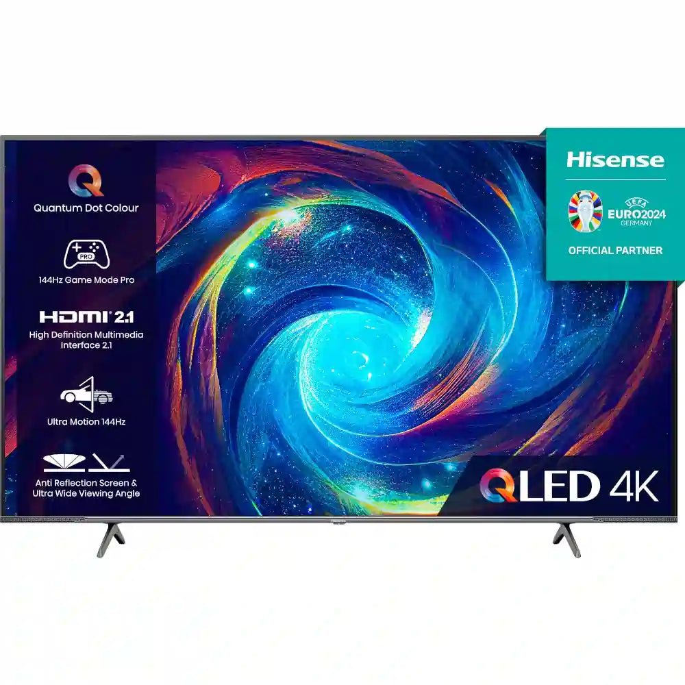 Hisense E7 Pro Series 65E7KQTUK PRO 65" 4K Ultra HD QLED Smart TV - Black | Atlantic Electrics