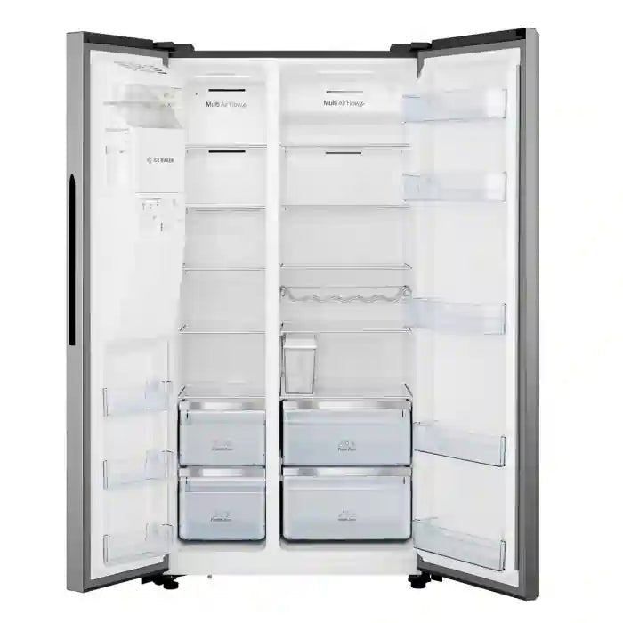 Hisense RS694N4TIE 91cm No Frost American Style Fridge Freezer - Stainless Steel | Atlantic Electrics - 40452160815327 