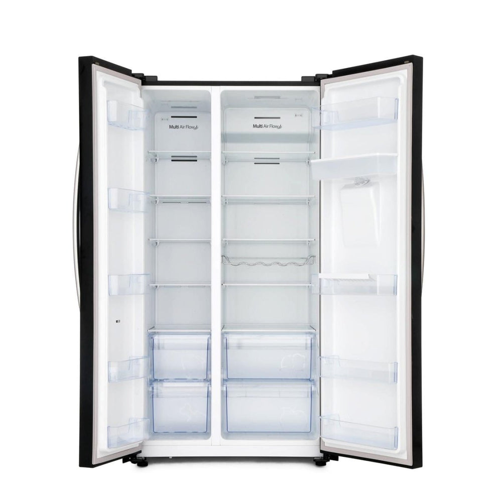 Hisense RS741N4WB11 Non Plumed American Style Fridge Freezer in Black A+ Energy | Atlantic Electrics - 39477903589599 