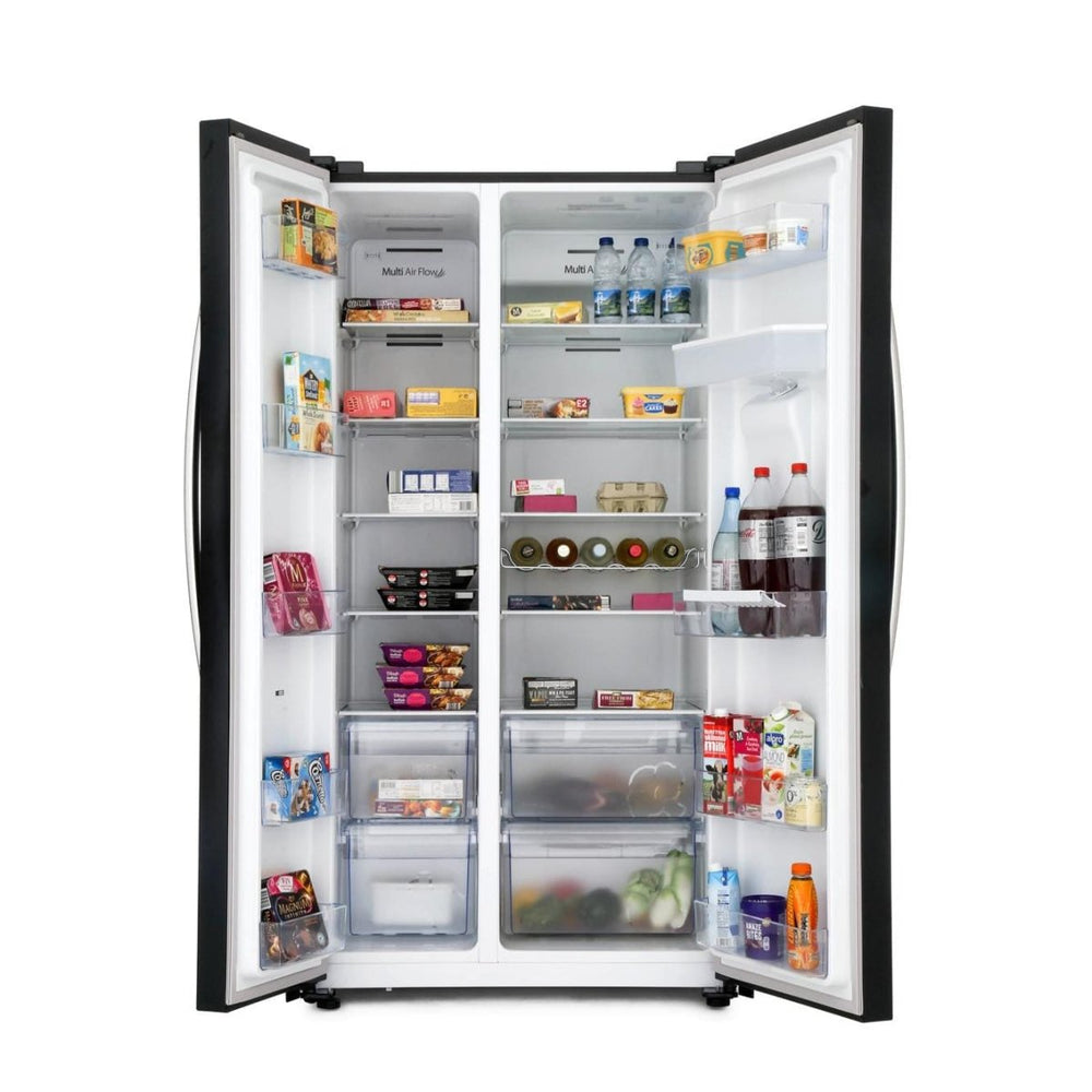 Hisense RS741N4WB11 Non Plumed American Style Fridge Freezer in Black A+ Energy | Atlantic Electrics - 39477903524063 