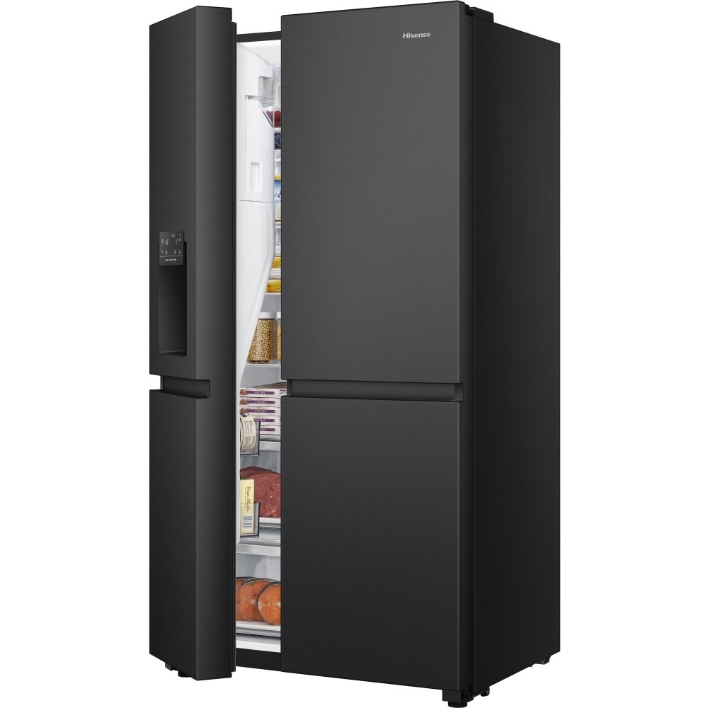 Hisense RS818N4IFE Wifi Plumbed Total No Frost American Fridge Freezer Black Stainless Steel | Atlantic Electrics