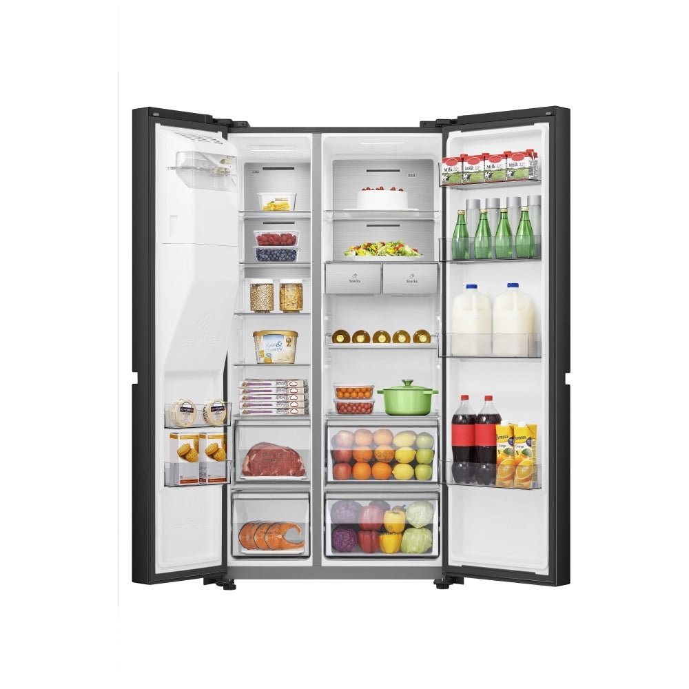 Hisense RS818N4IFE Wifi Plumbed Total No Frost American Fridge Freezer Black Stainless Steel | Atlantic Electrics