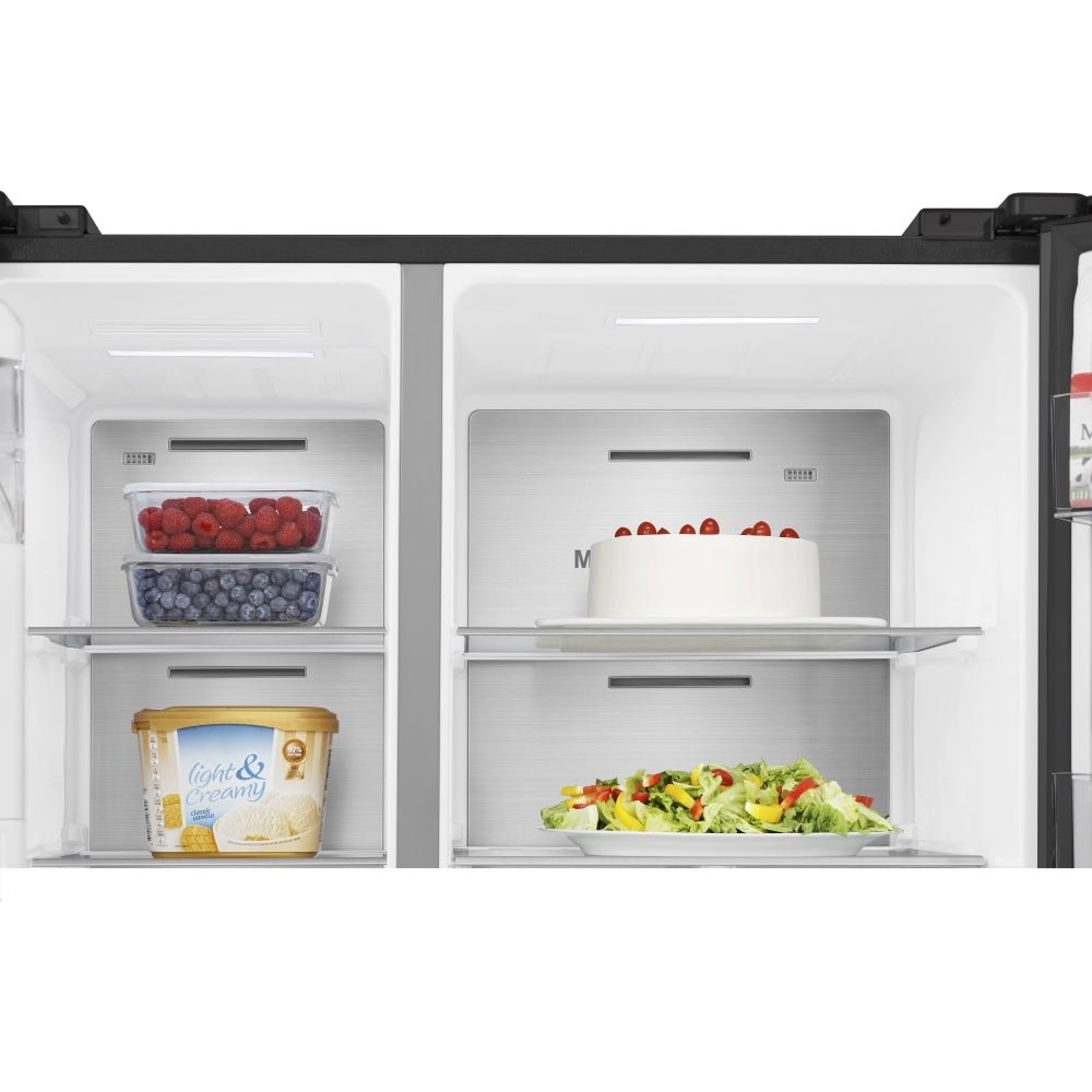 Hisense RS818N4IFE Wifi Plumbed Total No Frost American Fridge Freezer Black Stainless Steel | Atlantic Electrics