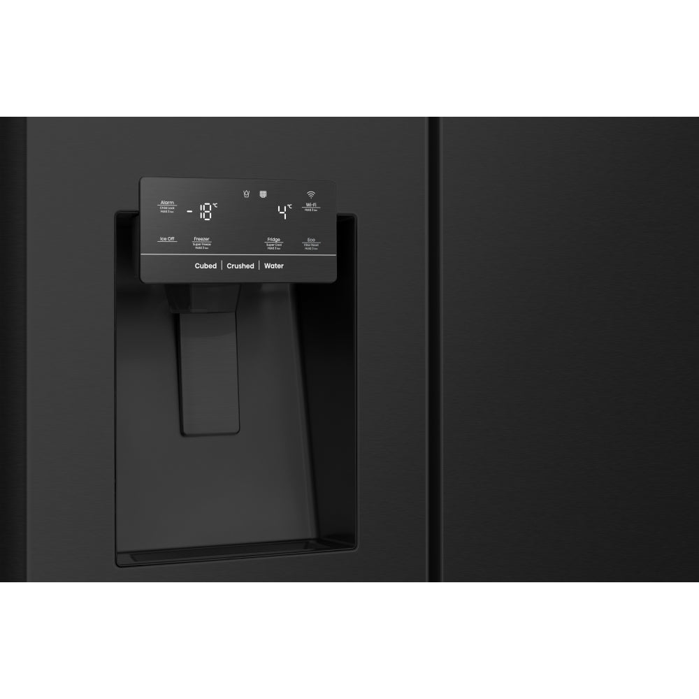 Hisense RS818N4IFE Wifi Plumbed Total No Frost American Fridge Freezer Black Stainless Steel | Atlantic Electrics