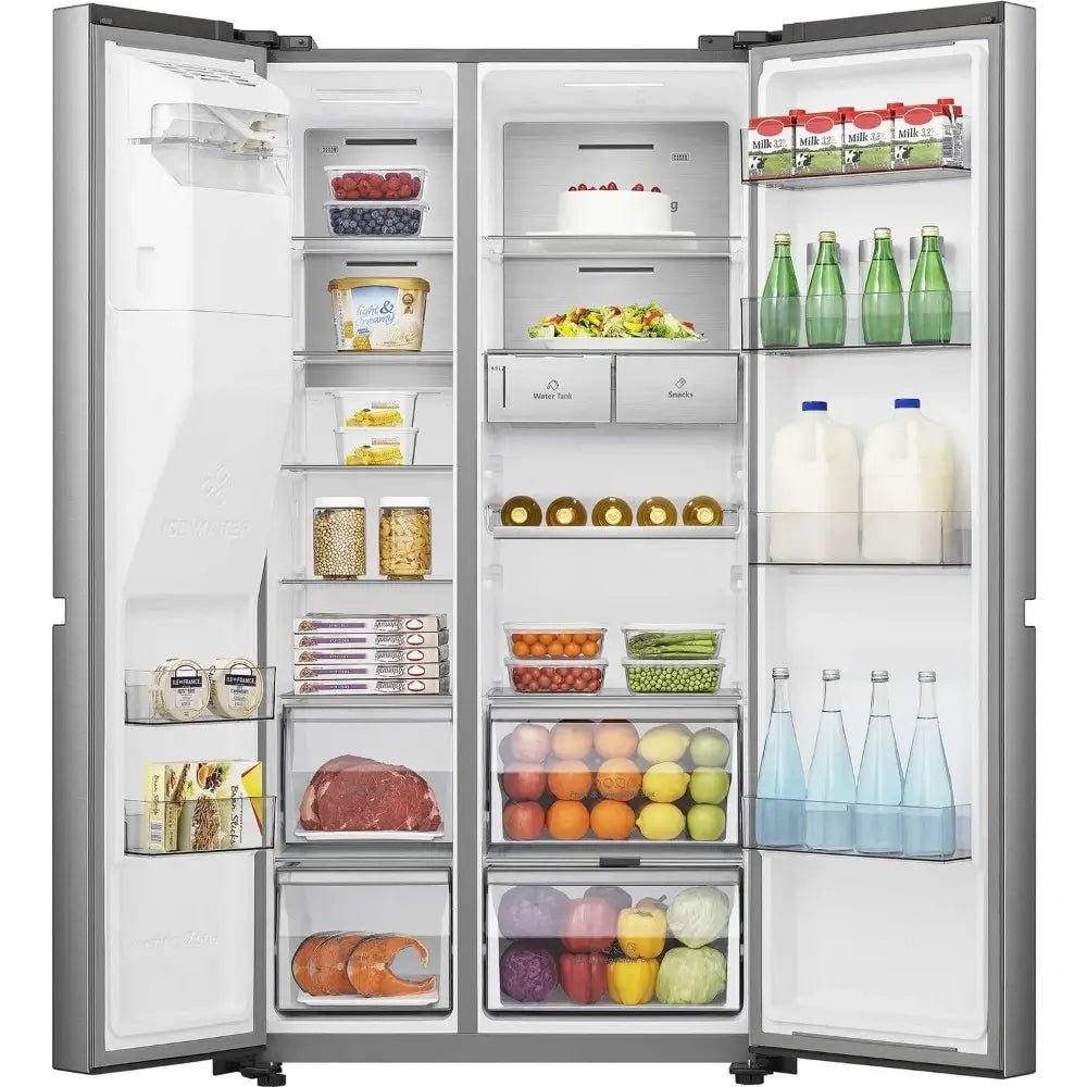 Hisense RS818N4TIF 632 Litre Side-By-Side American Fridge Freezer - Stainless Steel | Atlantic Electrics - 39614731288799 
