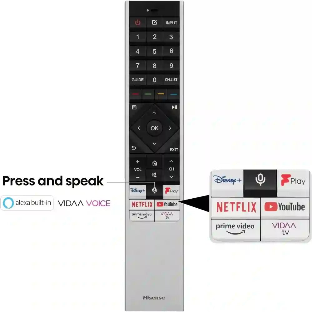 Hisense U7 Series 75U7KQTUK 75" Mini LED 4K Ultra HD Mini-LED Smart TV - Grey | Atlantic Electrics