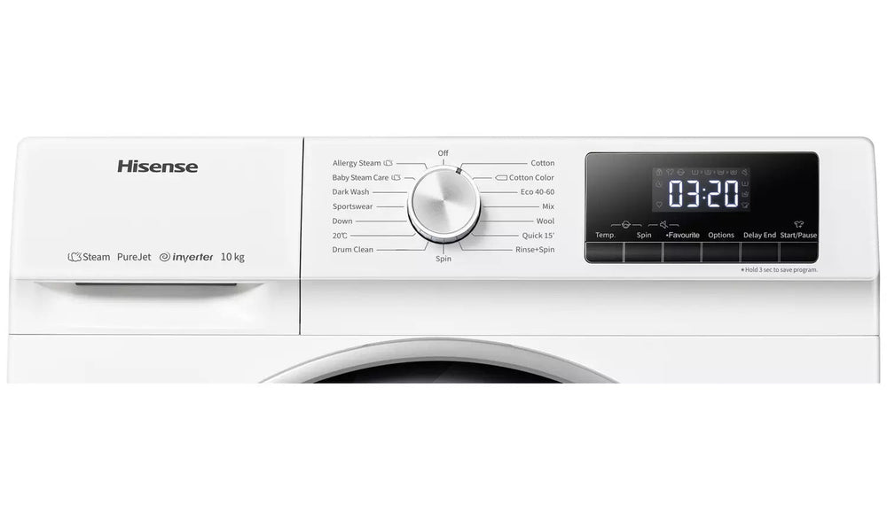 Hisense WFQY1014EVJM 10Kg Washing Machine with 1400 rpm - White - B Rated - Atlantic Electrics - 39514714439903 