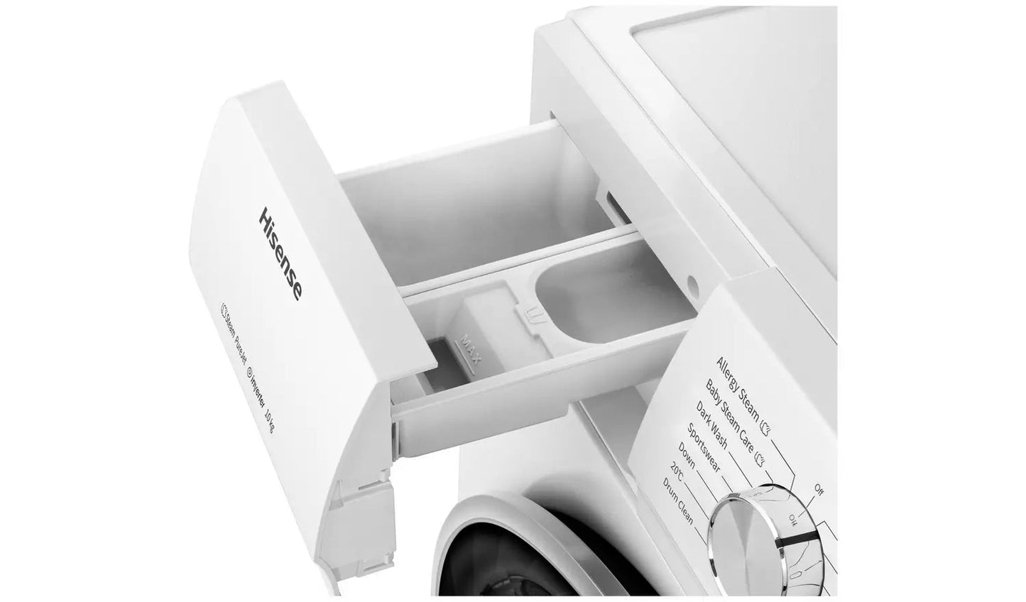 Hisense WFQY1014EVJM 10Kg Washing Machine with 1400 rpm - White - B Rated - Atlantic Electrics