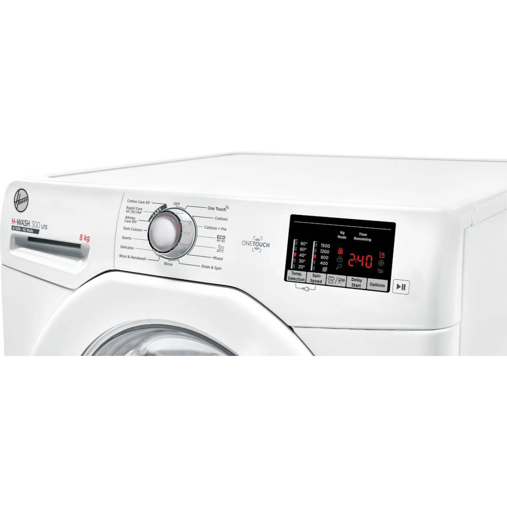 Hoover H3W582DE 8kg 1500 Spin Washing Machine - White - Atlantic Electrics - 39477901852895 