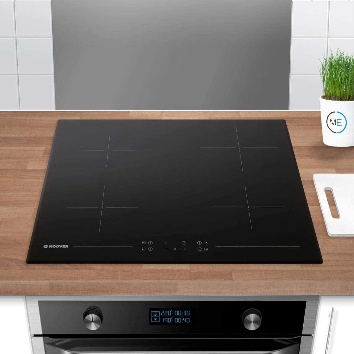 Hoover HH64DB3T 60cm Four Zone Ceramic Hob With Double Zone - Black - Atlantic Electrics