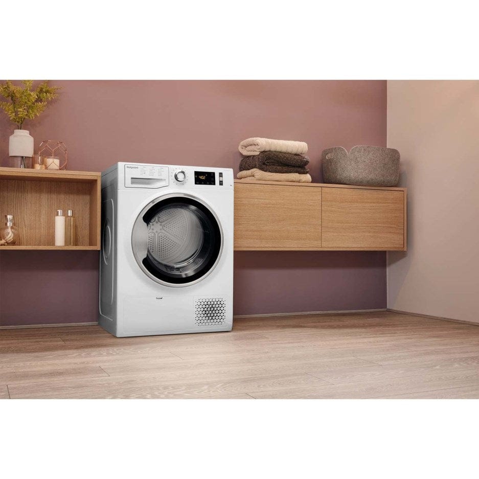 Hotpoint ActiveCare NTM1182XBUK 8Kg Heat Pump Tumble Dryer - White | Atlantic Electrics - 39477910700255 