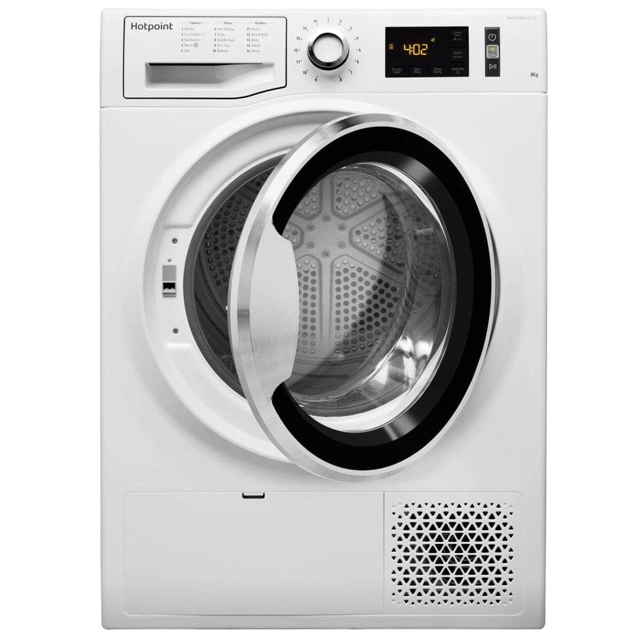 Hotpoint ActiveCare NTM1182XBUK 8Kg Heat Pump Tumble Dryer - White | Atlantic Electrics - 39477910798559 