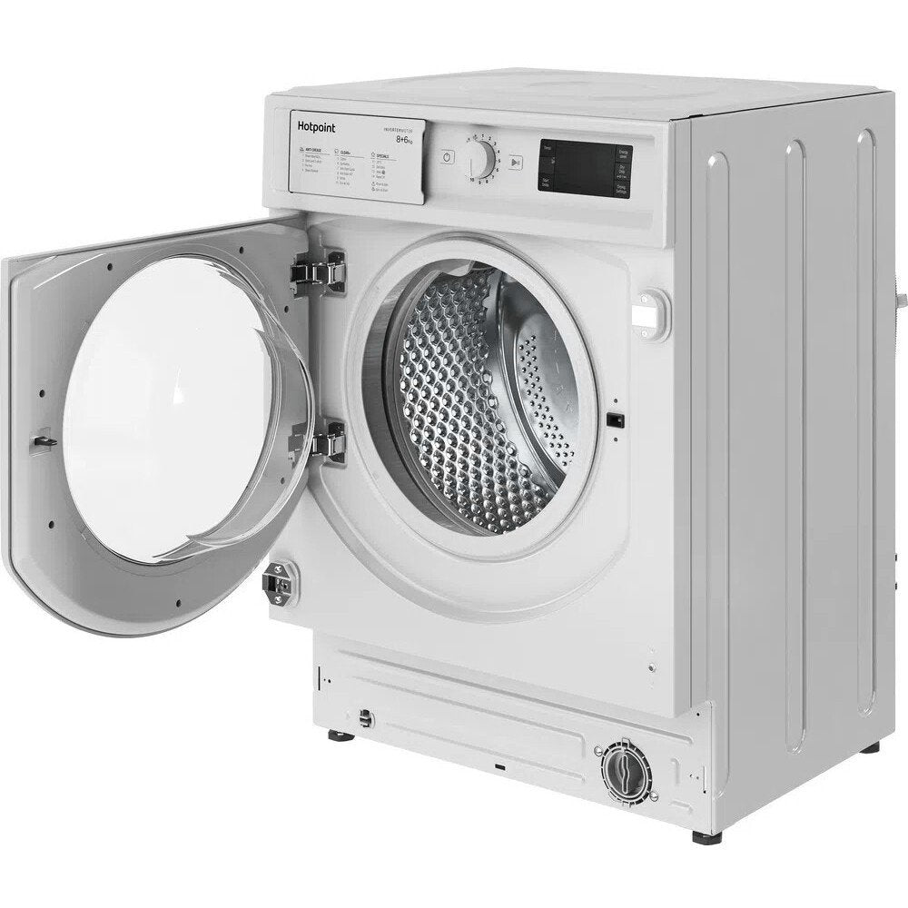 Hotpoint BIWDHG861484UK Integrated 8Kg - 6Kg Washer Dryer with 1400 rpm - White With Quiet Inverter Motor | Atlantic Electrics