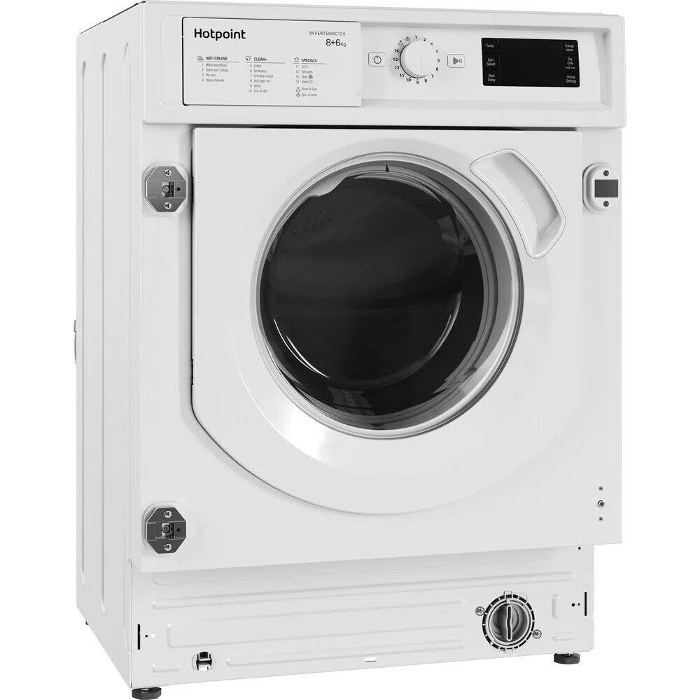 Hotpoint BIWDHG861484UK Integrated 8Kg - 6Kg Washer Dryer with 1400 rpm - White With Quiet Inverter Motor - Atlantic Electrics - 39477910274271 