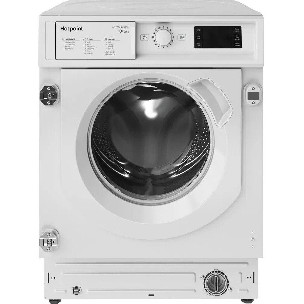 Hotpoint BIWDHG861484UK Integrated 8Kg - 6Kg Washer Dryer with 1400 rpm - White With Quiet Inverter Motor | Atlantic Electrics - 39477910208735 