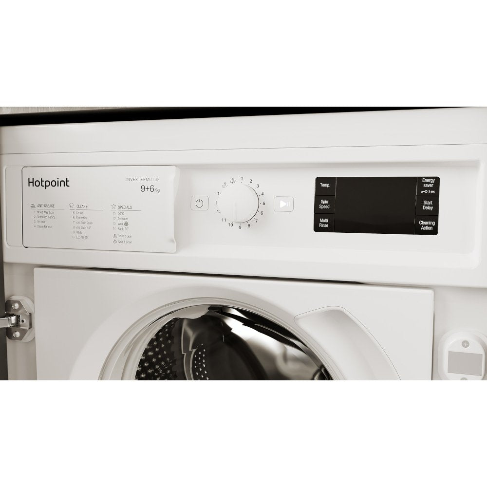 Hotpoint BIWDHG961485UK Integrated 9Kg / 6Kg Washer Dryer with 1400 rpm - White - Atlantic Electrics - 40338604327135 