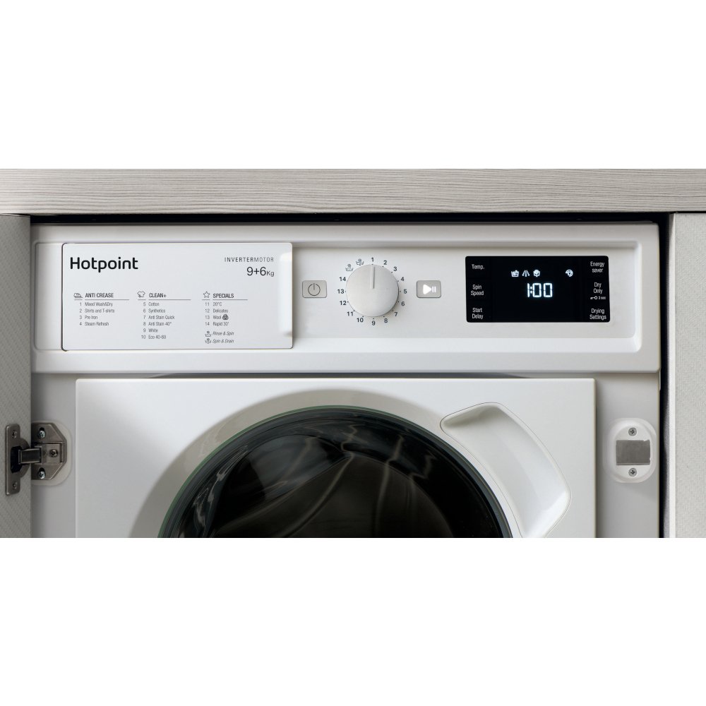Hotpoint BIWDHG961485UK Integrated 9Kg / 6Kg Washer Dryer with 1400 rpm - White - Atlantic Electrics - 40338604097759 