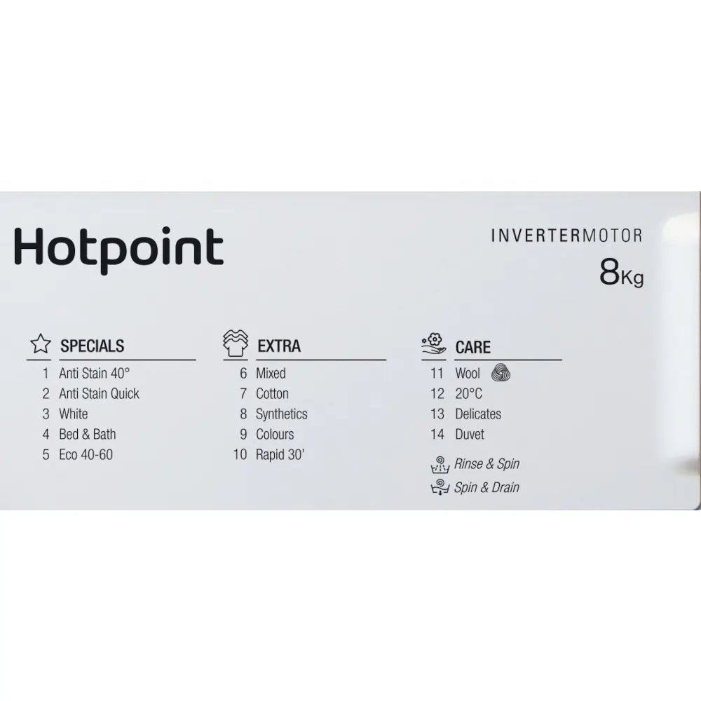 Hotpoint BIWMHG81485UK 8kg 1400rpm Integrated Washing Machine - White | Atlantic Electrics - 40338603835615 