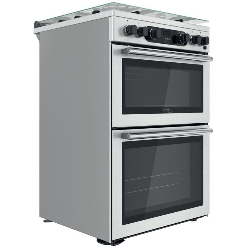 Hotpoint Cannon CD67G0CCX 60cm Double Oven Gas Cooker Twin Cavity Oven Hob Stainless Steel Inox - Atlantic Electrics