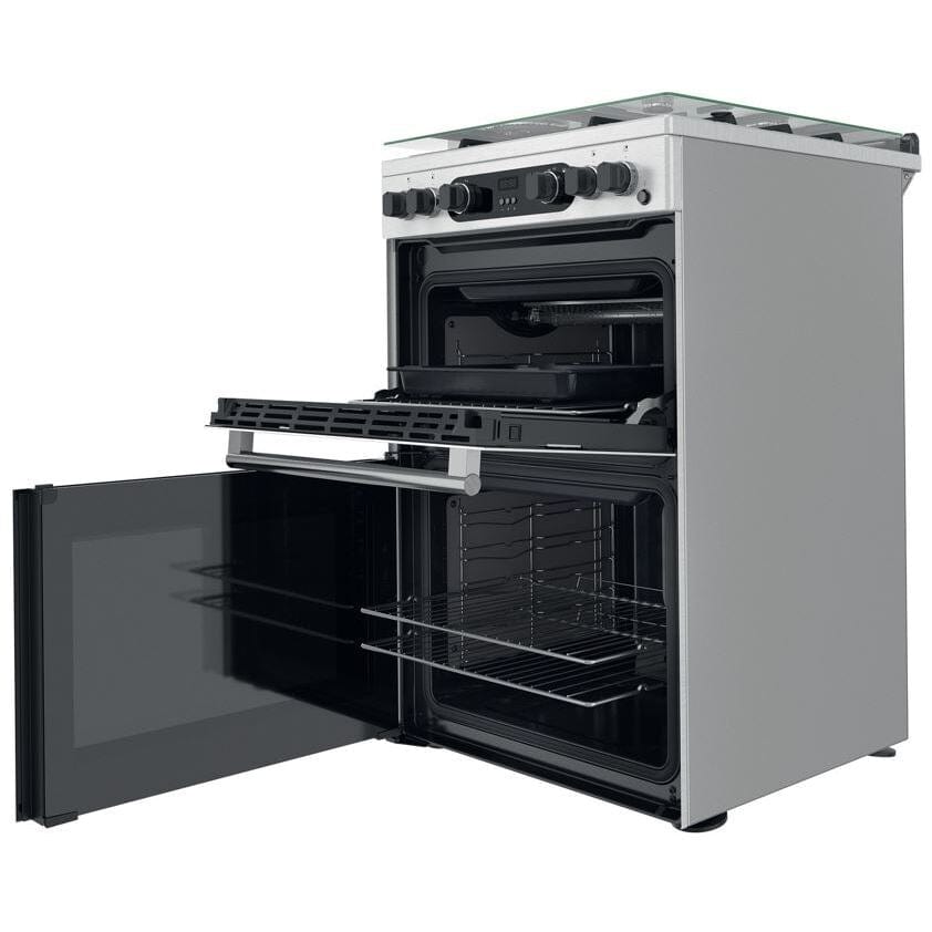 Hotpoint Cannon CD67G0CCX 60cm Double Oven Gas Cooker Twin Cavity Oven Hob Stainless Steel Inox - Atlantic Electrics - 39477912076511 