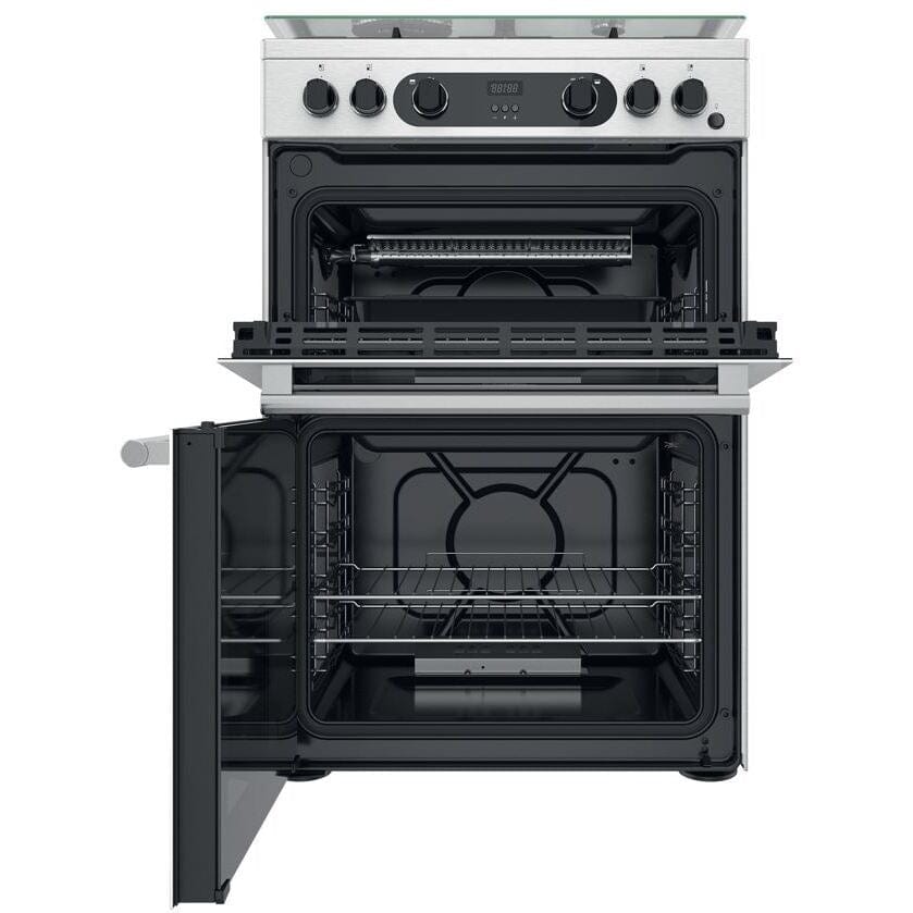 Hotpoint Cannon CD67G0CCX 60cm Double Oven Gas Cooker Twin Cavity Oven Hob Stainless Steel Inox - Atlantic Electrics - 39477912142047 