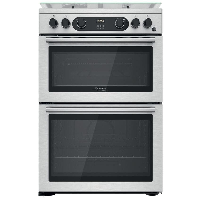 Hotpoint Cannon CD67G0CCX 60cm Double Oven Gas Cooker Twin Cavity Oven Hob Stainless Steel Inox - Atlantic Electrics - 39477911879903 