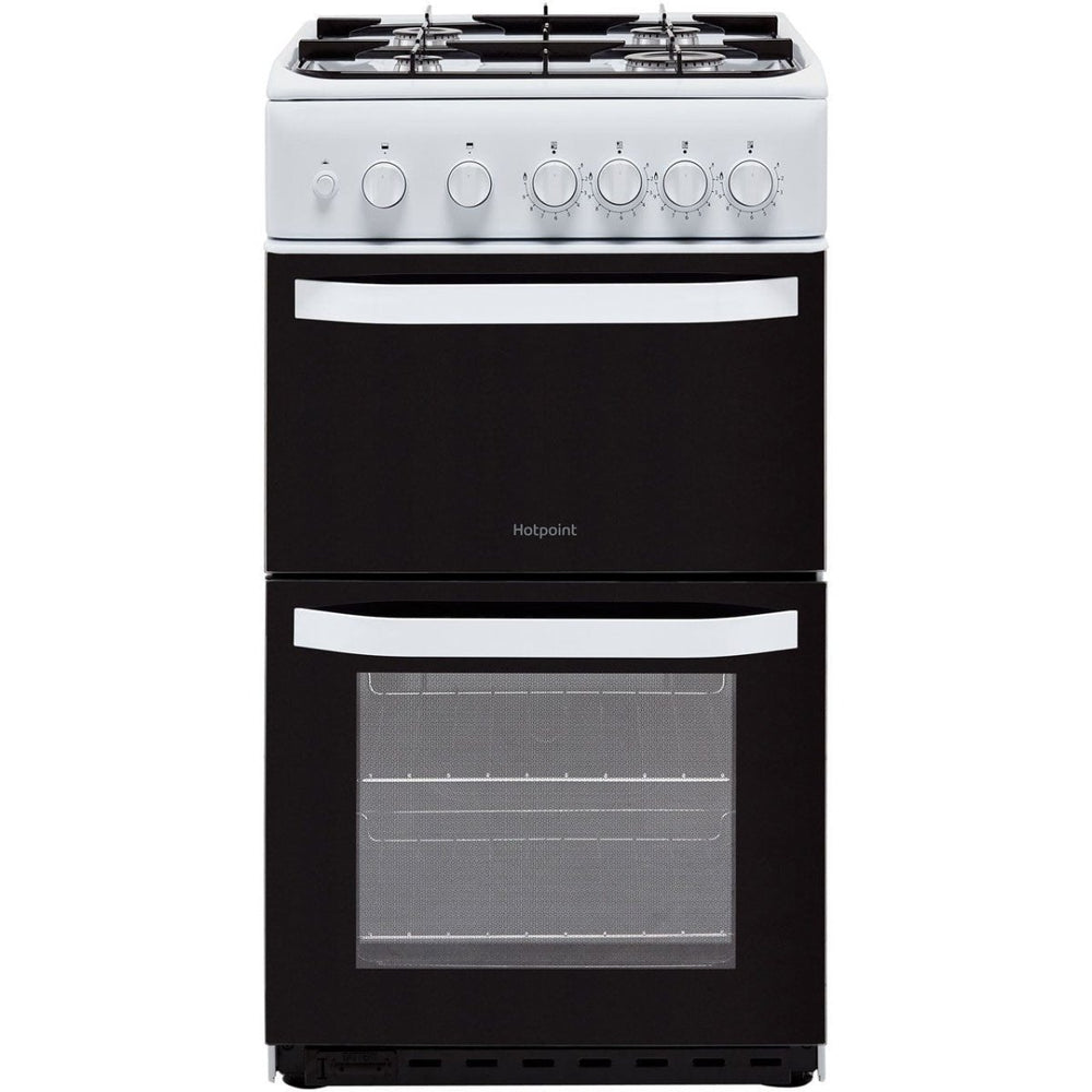 Hotpoint Cloe HD5G00KCW 50cm Gas Cooker with Full Width Gas Grill - White | Atlantic Electrics - 39477915189471 