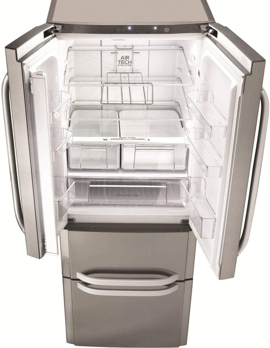 Hotpoint FFU4DX Quadrio 70cm Frost Free Freestanding Fridge Freezer - Inox | Atlantic Electrics - 39477918761183 