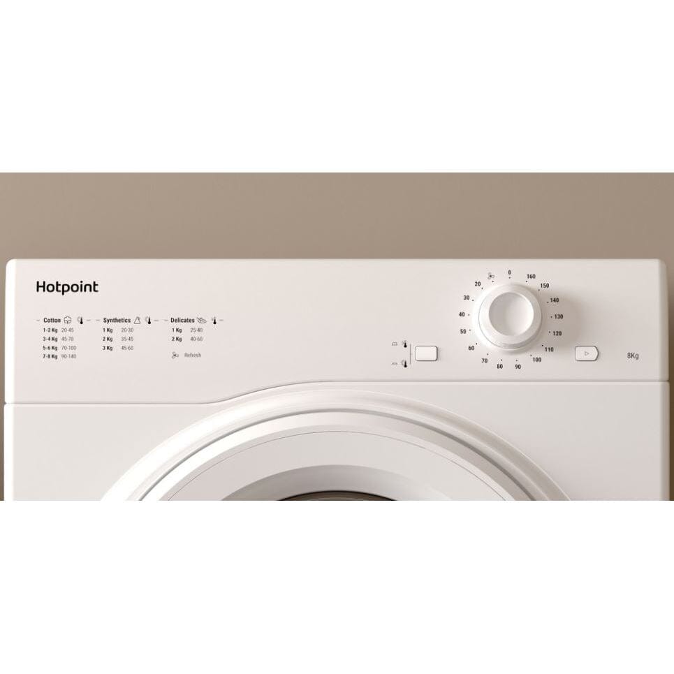 Hotpoint H1D80WUK 8Kg Freestanding Air vented Tumble Dryer in White - Atlantic Electrics - 39477920628959 