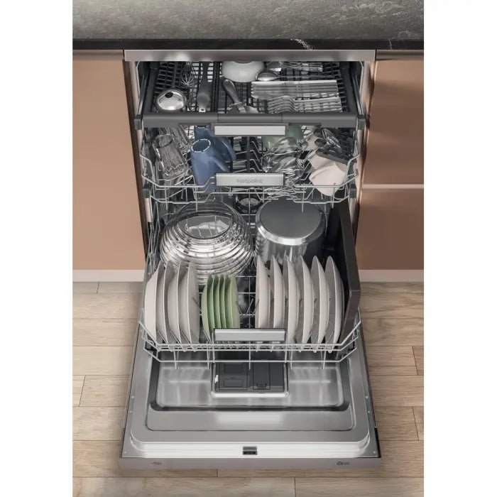 Hotpoint H7FHS51X 60cm Dishwasher in Silver 15 Place Setting B Rated - Silver - Atlantic Electrics - 40452163895519 